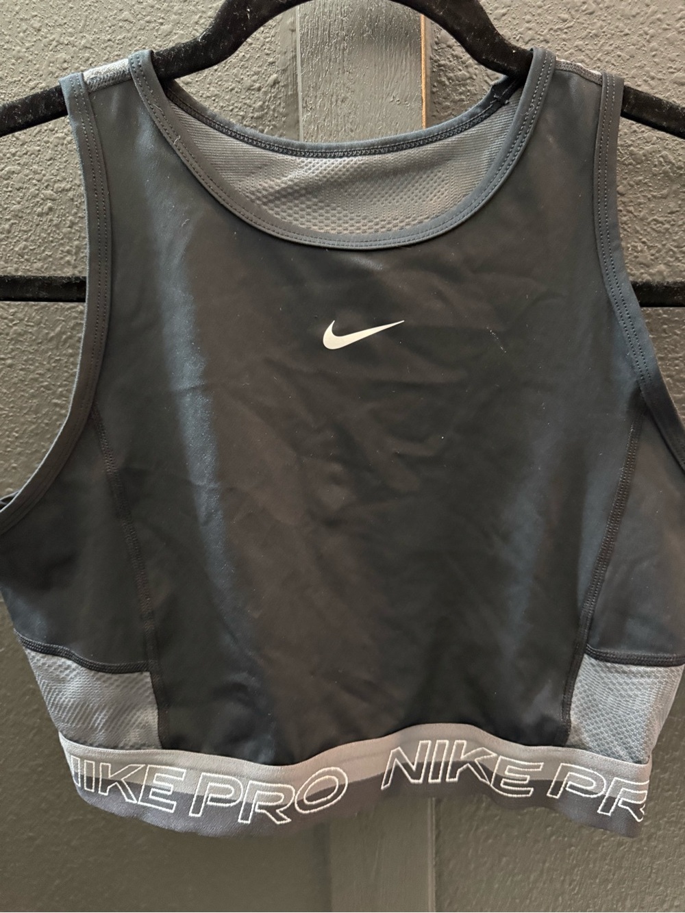 Nike Black and Gray Pro Crop Tank - Picture 2 of 4